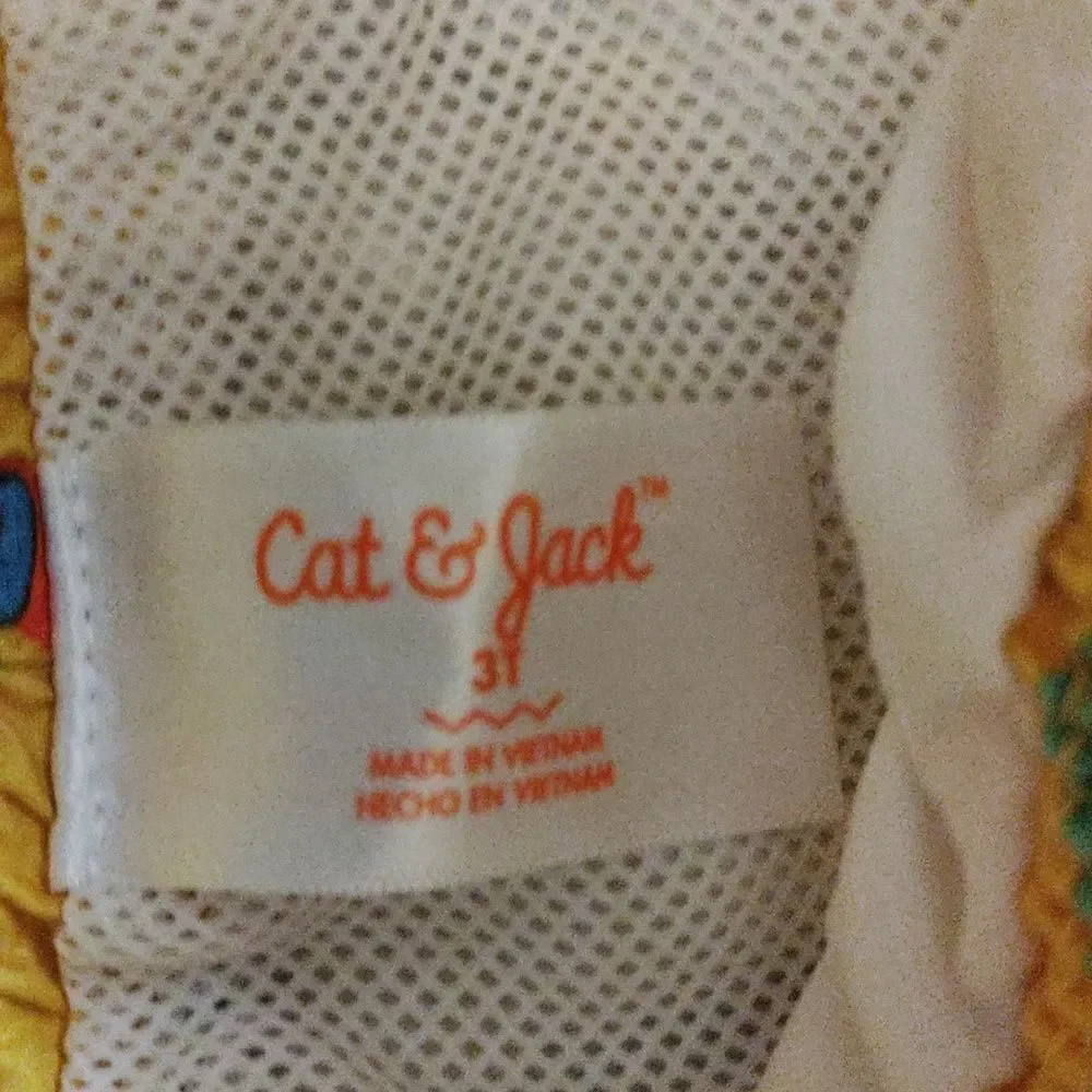 Cat & Jack Swim Shorts 3T Yellow Dinosaur Beach Vacation Summer